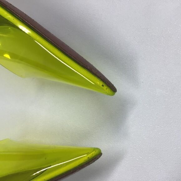 Amina Muaddi Holli Slingback Heels Yellow PVC Pointed Toe Women’s EU 38 - Picture 10 of 16